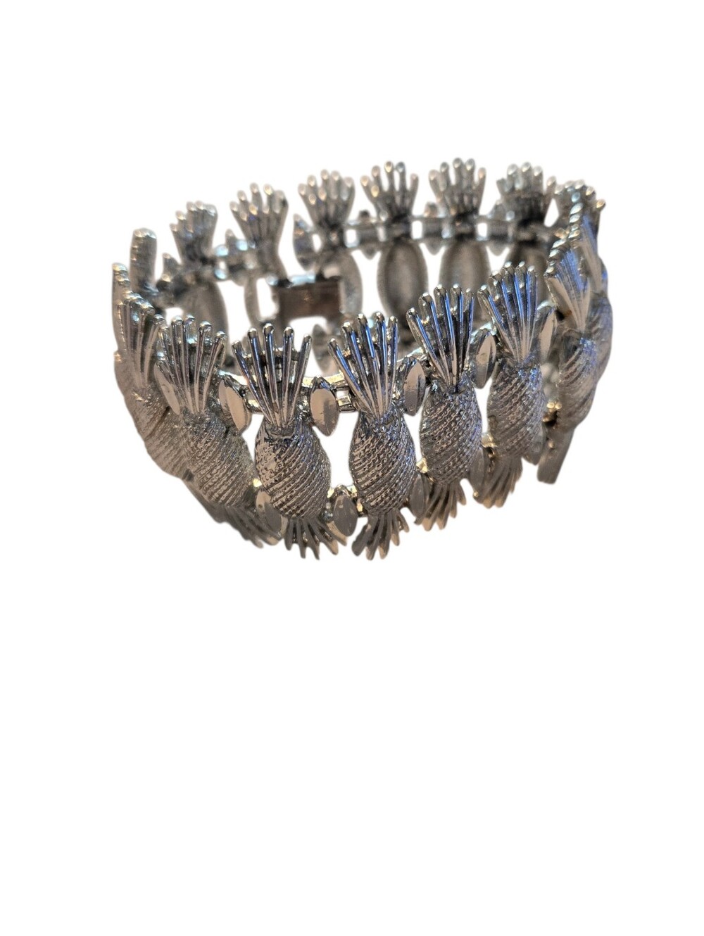 Pineapple Motif Silver-Tone Bracelet - Sarah Coventry - Vintage